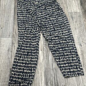 Black and Cream  Elastic waistband Patterned Pants